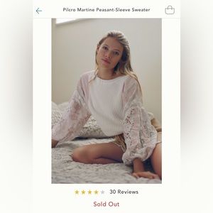 Anthropologie Pilcro Martine Peasant Sleeve Sweater Size L